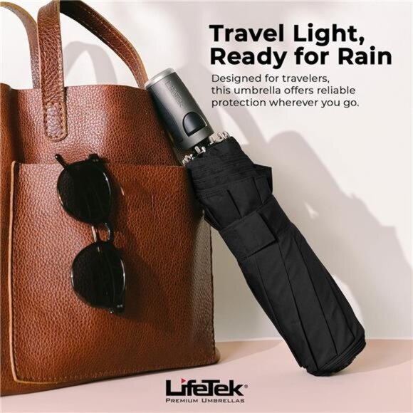 Travel umbrella compact automatic windproof rain sun UV protection folding men w - Picture 4 of 7